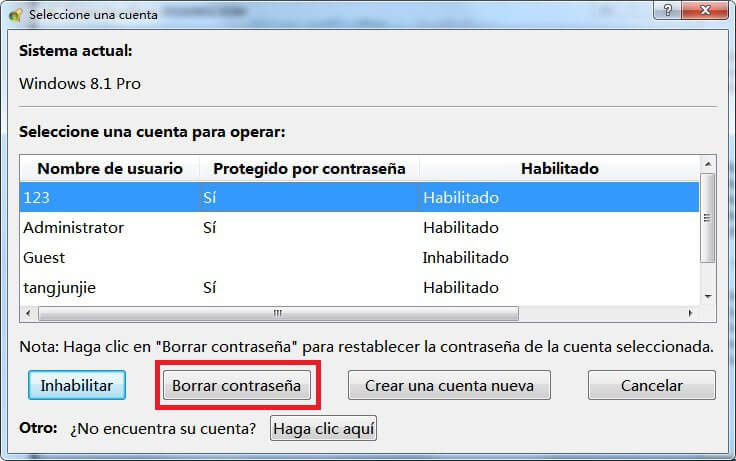 elimine la contraseña de cuenta de Microsoft de Windows 8