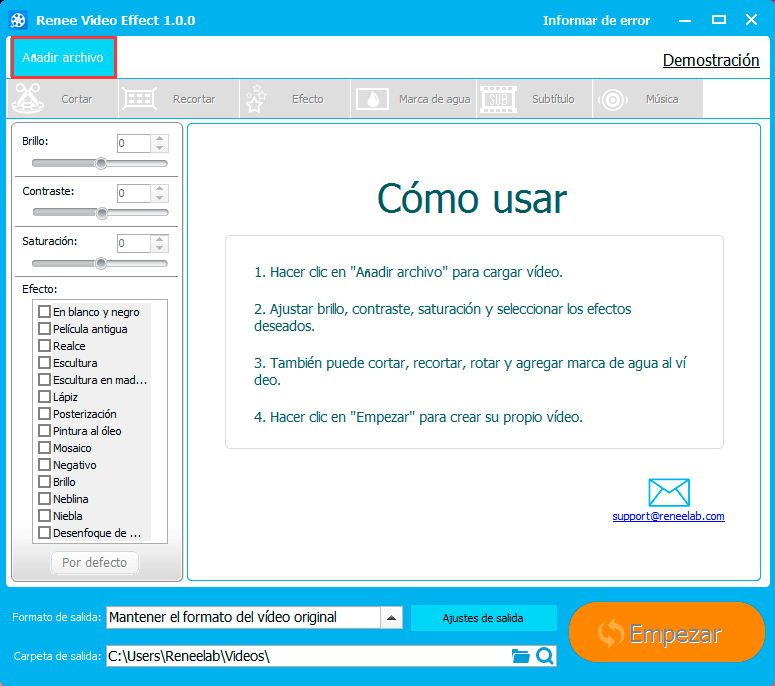 añadir un archivo para añadir efectos