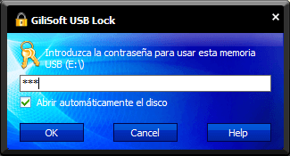 la ventana de perdir la contraseña para acceder a los dispositivos USB bloqueados