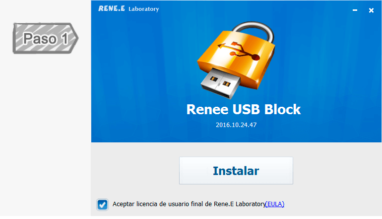 Paso1: Instalar Renee USB Block