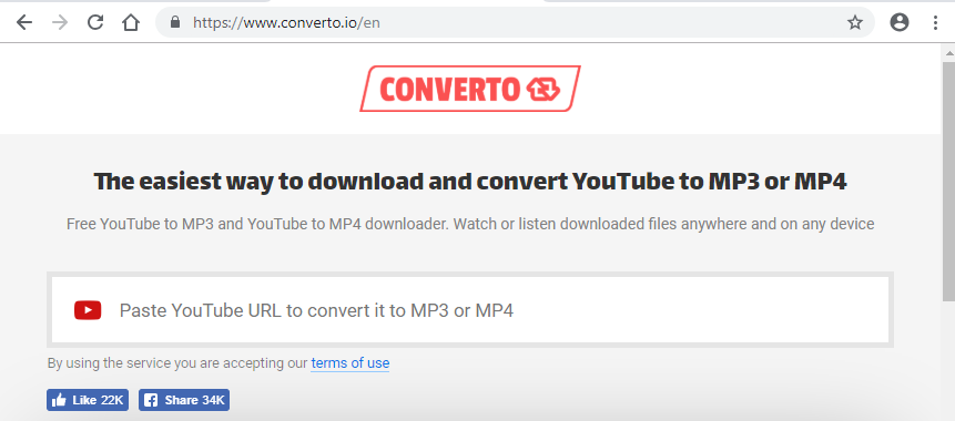 convertir youtube a mp3 con Converto Online