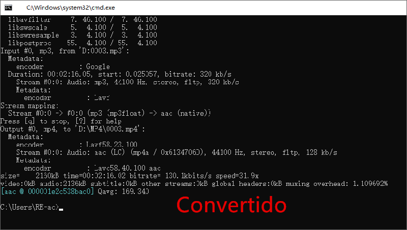 convertir MP3 a MP4 con FFmpeg