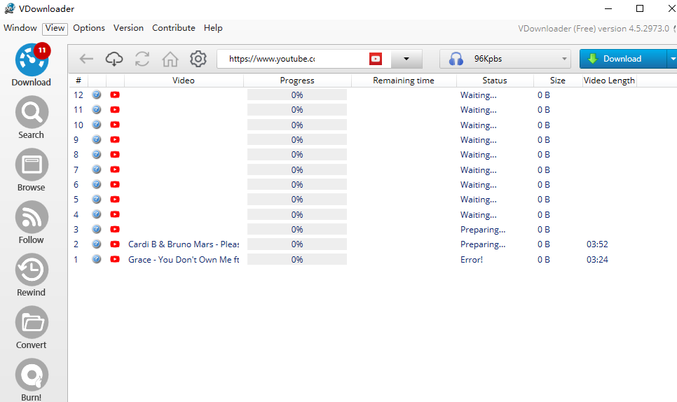 descargar la lista de reproducción de YouTube en MP3 con VDownloader