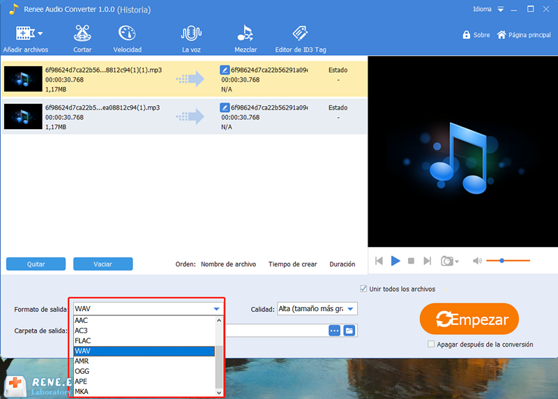 Renee audio tools: Programa gratuito para editar MP3 en Windows