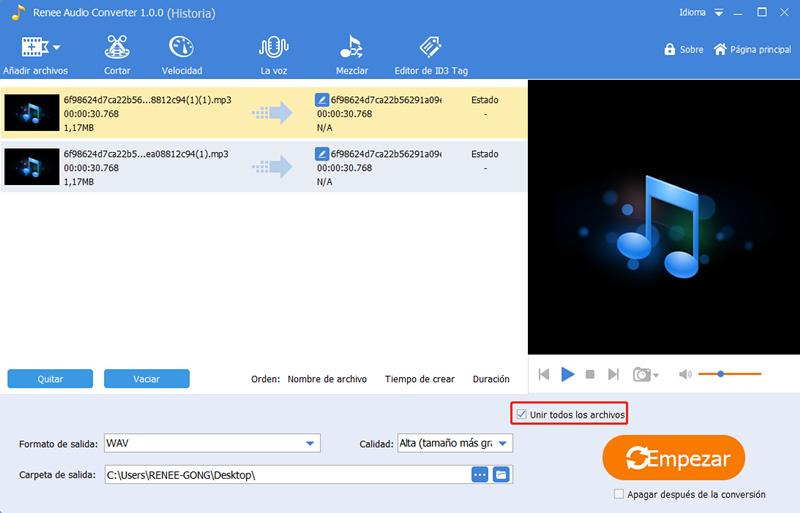 Renee audio tools: Programa gratuito para editar MP3 en Windows