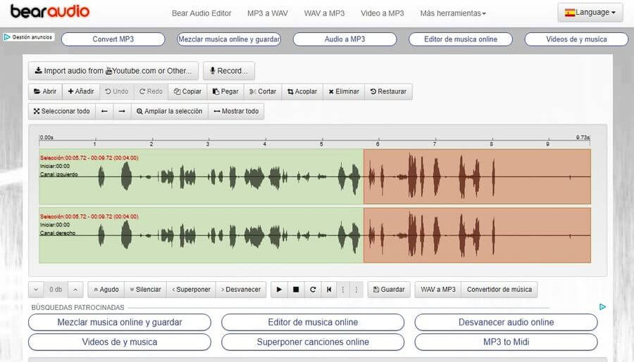 cortar canciones online con Bearaudio