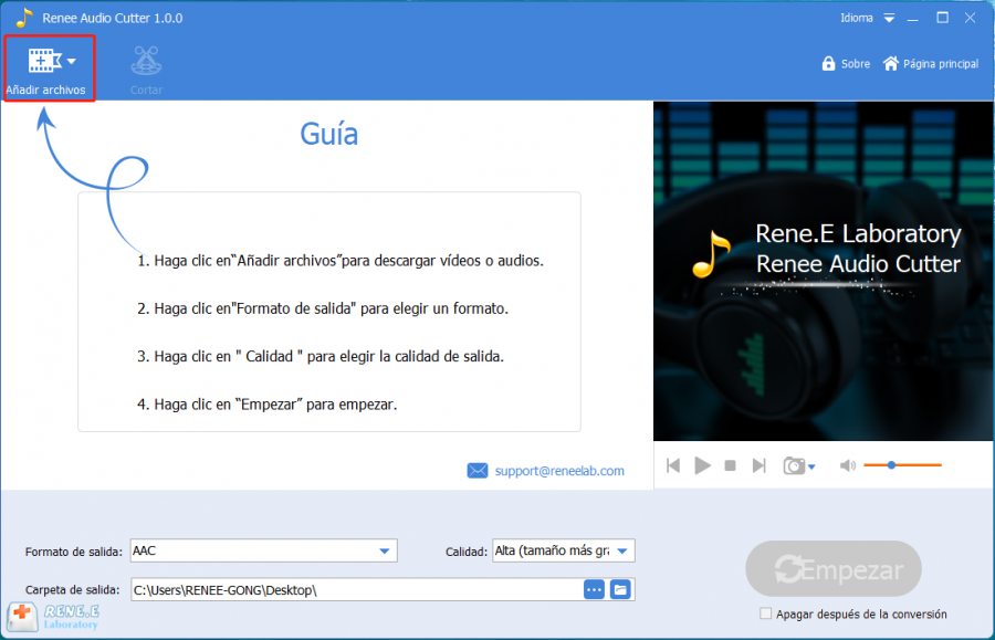 Convertir video a MP3 con renee audio tools