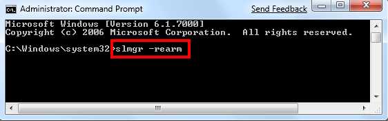 el comando SLMGR –REARM para reparar el error de esta copia de windows no es original