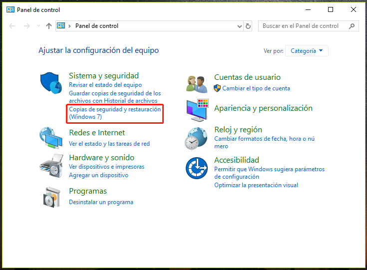 copias de seguridad y restauración(Windows 7)