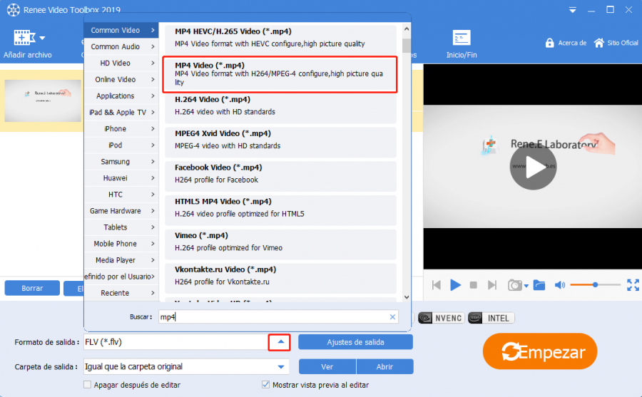 aonverir archivos flv a mp4 can renee video editor pro
