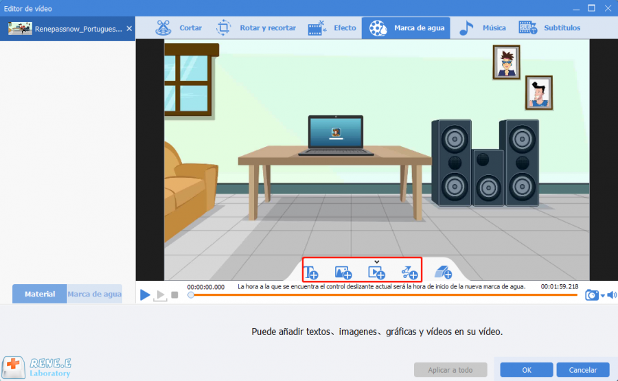quitar marca de agua con renee video editor pro