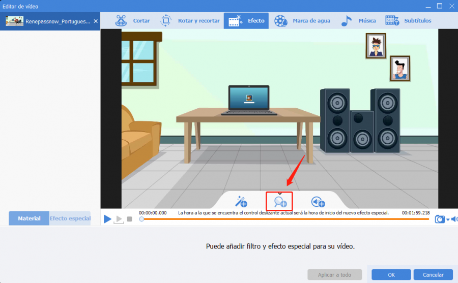 ampliar video con renee video editor pro