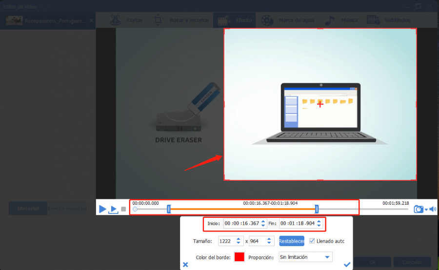 ampliar video con renee video editor pro
