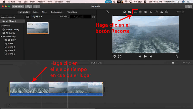 zoom video con iMovie