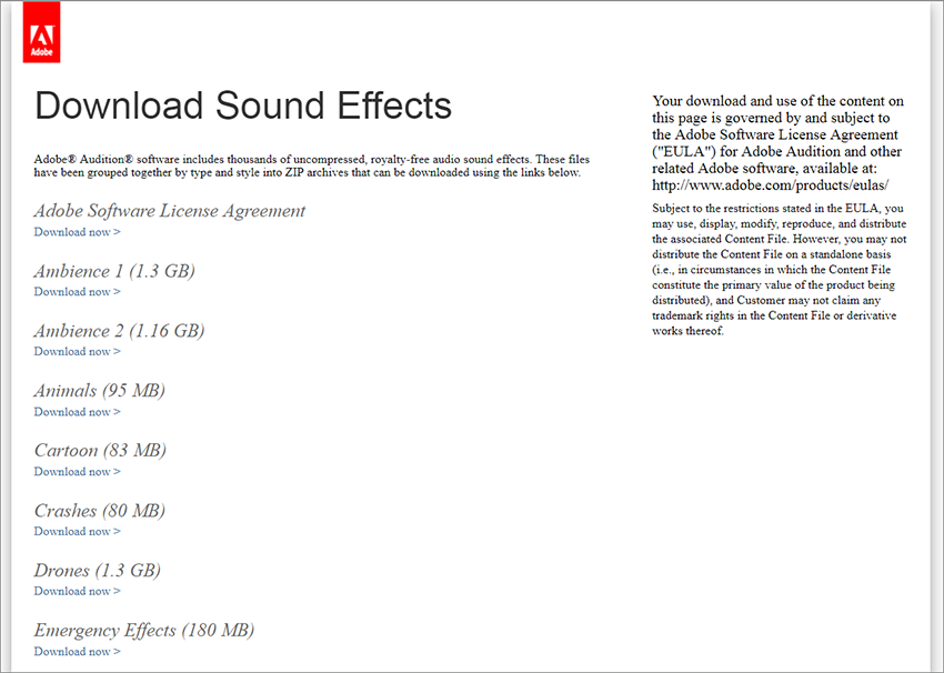 sitio Adobe Audition Sound Effects