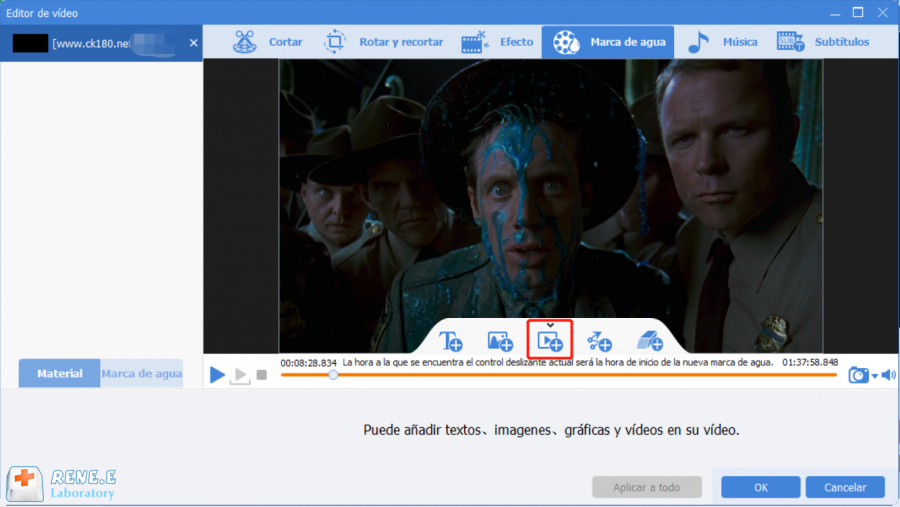 añadir marca de agua video con renee video editor pro