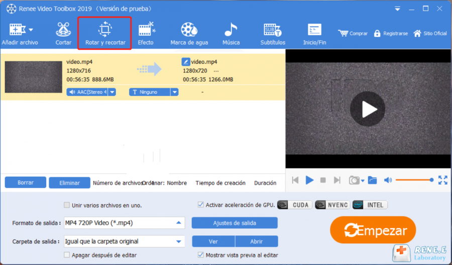 recortar videos con renee video editor pro