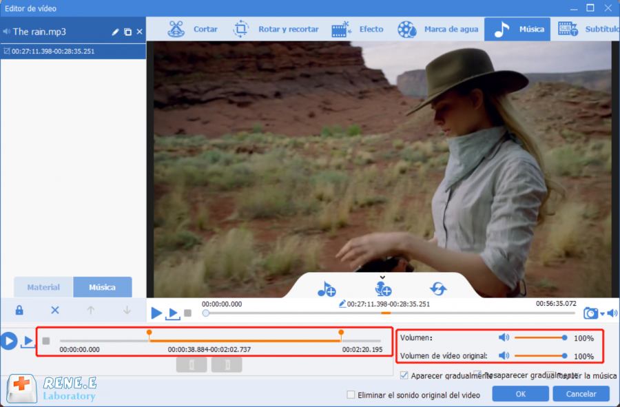ajustar volumen de video con renee video editor pro