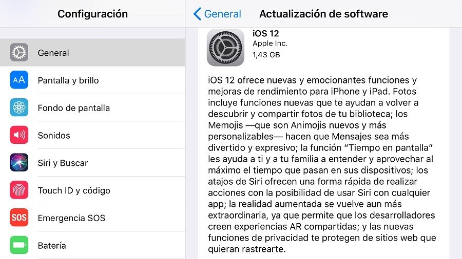 imposible instalar actualización ios