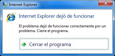 qué hacer si Internet Explorer ha dejado de funcionar