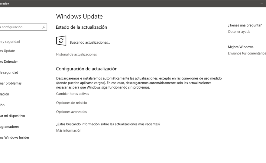 windows 10 update se queda buscando actualizaciones